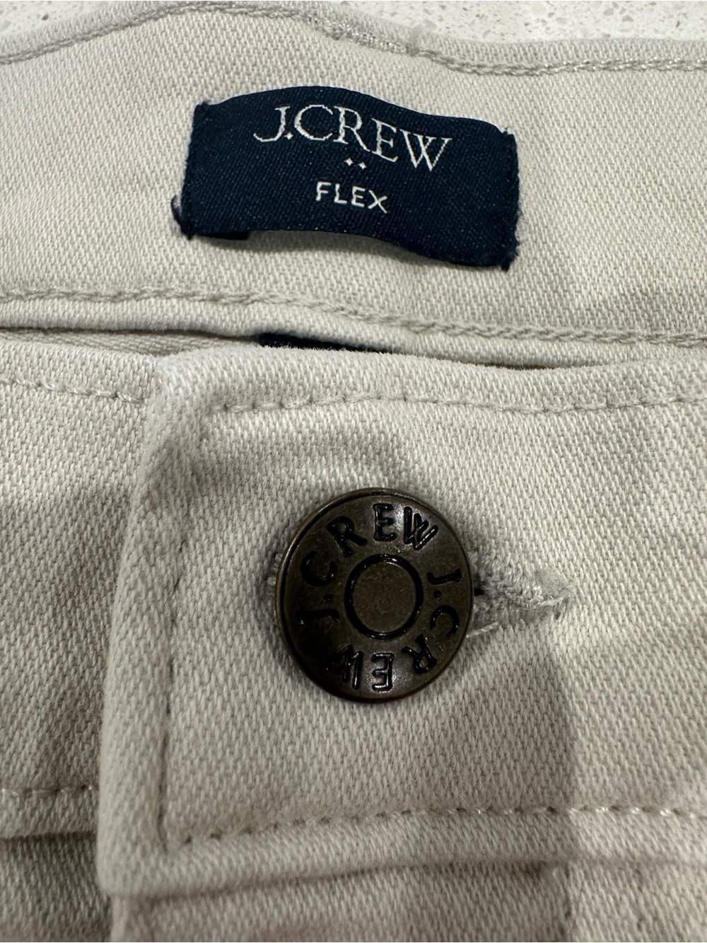 J.Crew Men's Flex Straight-Leg Denim Neutral Stone / Beige - Size 33x32.
